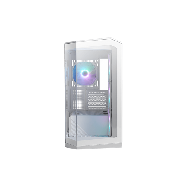 MSI Ház Micro ATX PANO M100R PZ WHITE, 4xARGB ventilátor, Tápegység nélkül, üvegfalú, fehér (MAG PANO M100R PZ WHITE)
