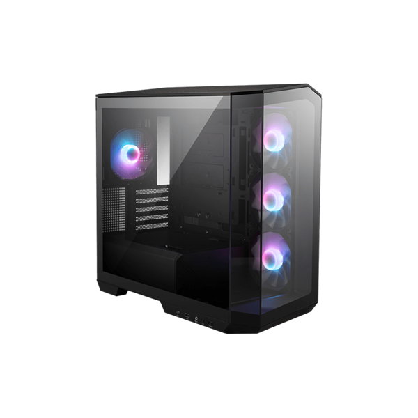 MSI Ház Micro ATX PANO M100R PZ, 4xARGB ventilátor, Tápegység nélkül, üvegfalú, fekete (MAG PANO M100R PZ)