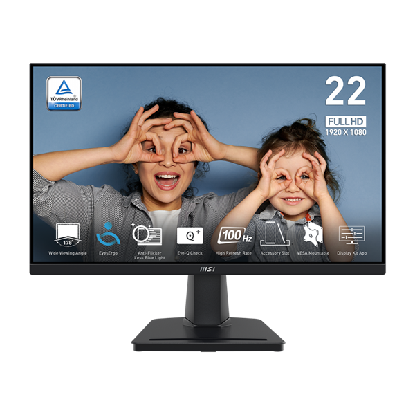 MSI Monitor Business PRO MP225V 21,5" FHD 1920x1080, VA, 100Hz, 4000:1, 1ms, HDMI, VGA, Black (9S6-3PE0CM-001)