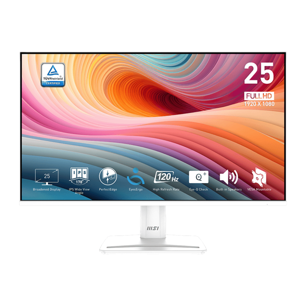 MSI Monitor Business PRO MP251W E2 24,5" FHD, 1920x1080, IPS, 120Hz, 1500:1 CR, 300cd/m2, 1ms, HDMI, DP, VGA, White (9S6-3PD4CM-028)