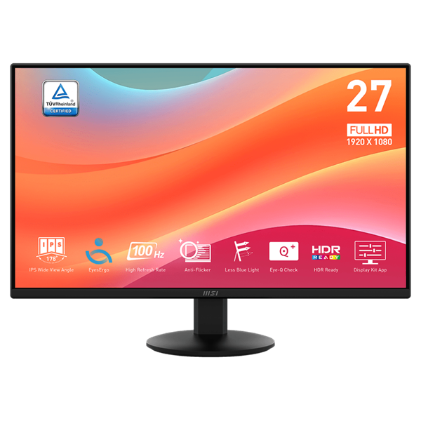 MSI Monitor Business PRO MP272L 27" FHD 1920x1080, IPS 16:9 100Hz, 1ms, 1000:1, HDMI, DP, Black (9S6-3PD6CT-007)