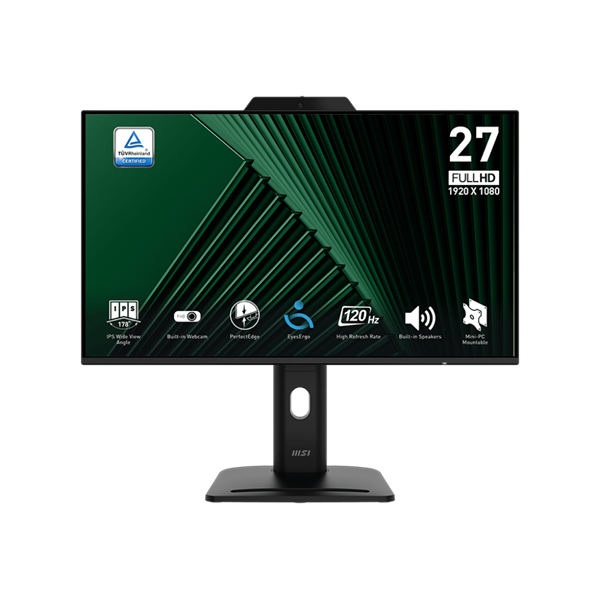 MSI Monitor Business PRO MP272PMG 27" FHD 1920x1080, IPS, 16:9, 120Hz, 1500:1, 1ms, DP, HDMI, VGA, Webcam, Black (9S6-3PD99T-001)