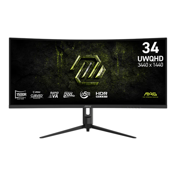 MSI Monitor GAMING MAG 342CQRF E20 Ívelt 34" UWQHD Rapid VA 3440x1440, 200Hz 21:9, 3000:1, 300cd/m2, 0,5ms, 2xHDMI, DP (9S6-3DB64H-089)