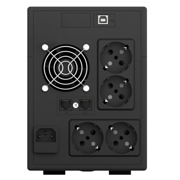 NJOY Szünetmentes 1500VA - Cadu 1500 (4 Schuko, line-interaktív, USB menedzsment, RJ11/45 vonalvédelem(1Gb/s), fekete) (UPCMTLS615HCAAZ01B)