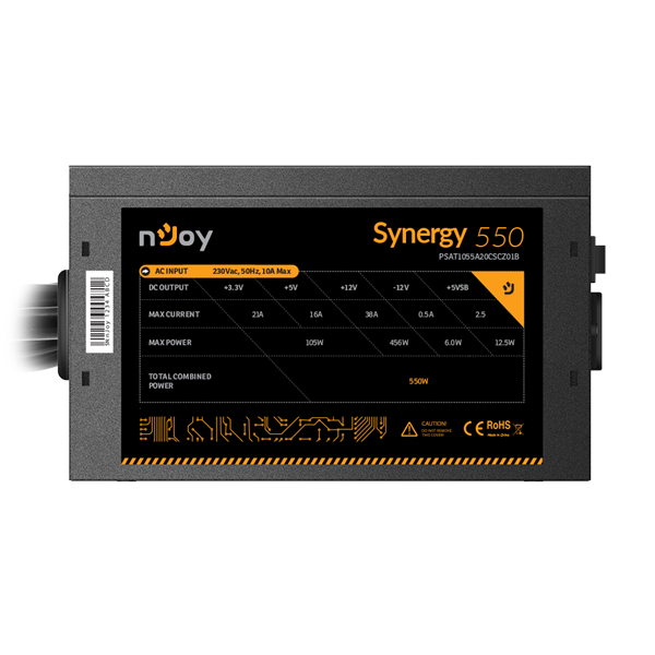 NJOY Tápegység Synergy 650W, 12cm, 20+4, Aktív PFC 80+ White (PSAT1065A20CSCZ01B)