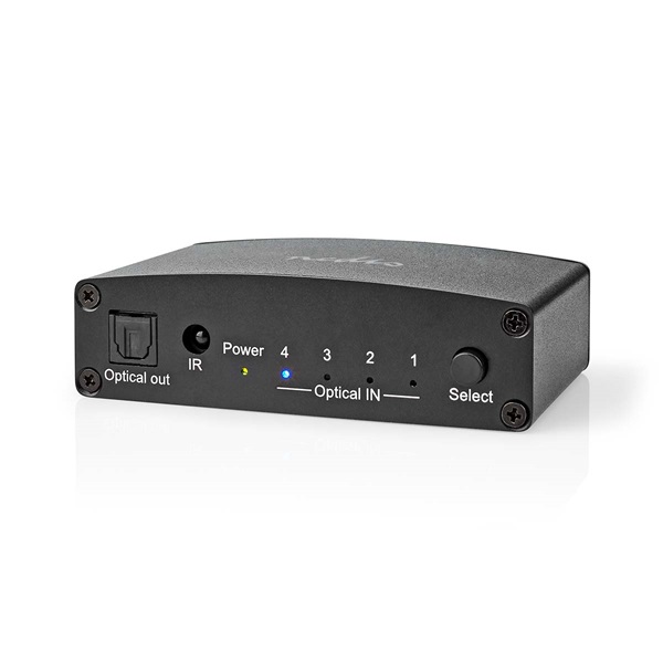Nedis ASWI2514BK digitális audio kapcsoló 4x Toslink (ASWI2514BK)