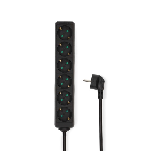 Nedis ESOC630F1BK 6 aljzatos elosztó, 3 m, 3680 W, 16 A, fekete (ESOC630F1BK)