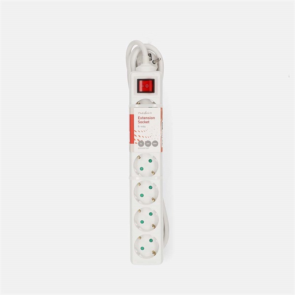 Nedis ESOC630F2WT 6 aljzatos kapcsolós (6-os) elosztó, 3 m, 3680 W, 16 A (ESOC630F2WT)