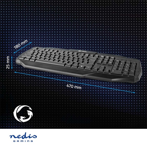 Nedis GKBD100BKUS gamer billentyűzet, USB 2.0 | Membránbillentyűk | LED | Amerikai nemzetközi (GKBD100BKUS)