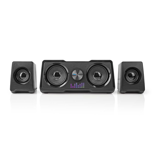 Nedis GSPR21022BK gamer hangszóró készlet, csatornák: 2.2, USB tápellátás, 3,5 mm jack, 48 W, LED, hangerőszabályozó (GSPR21022BK)