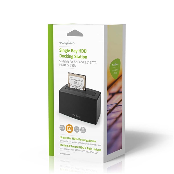 Nedis HDDUSB3210BK HDD / SSD dokkoló, USB 3.2 Gen1, USB Type-A, 2 fiókos,  2,5 / 3,5", USB 3.2 Gen1 (HDDUSB3210BK)