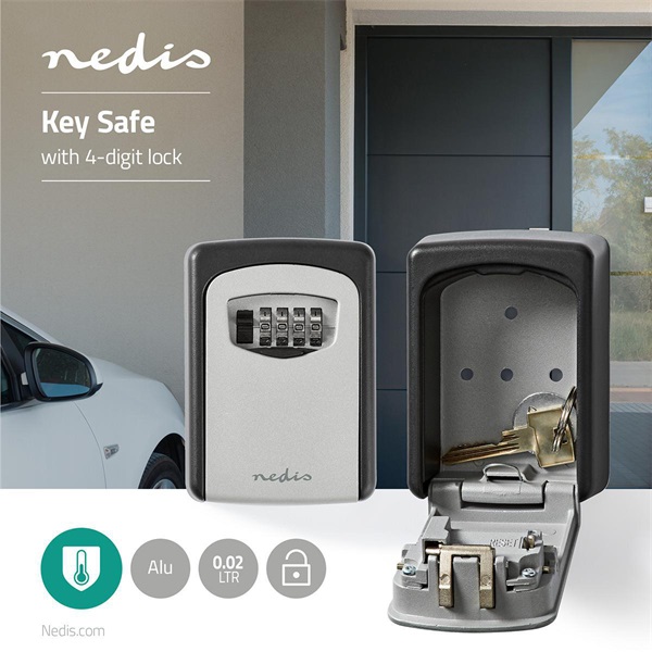 Nedis KEYCC01GY számzáras kulcs széf (kulcsszéf), beltéri és kültéri használatra (KEYCC01GY)