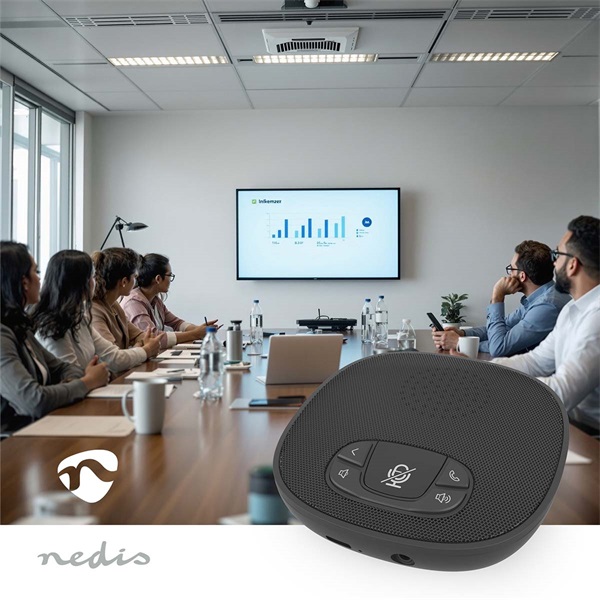 Nedis MICCWS126BK konferencia mikrofon, Bluetooth, mikrofon hatótávolsága: 10 m, akkumulátorról  / USB-ről táplált (MICCWS126BK)