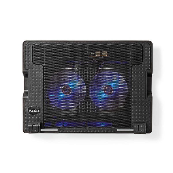 Nedis NBCR200BK notebook hűtő, 14 - 18", 2 X 140mm ventilátor, LED, 1200 rpm (NBCR200BK)