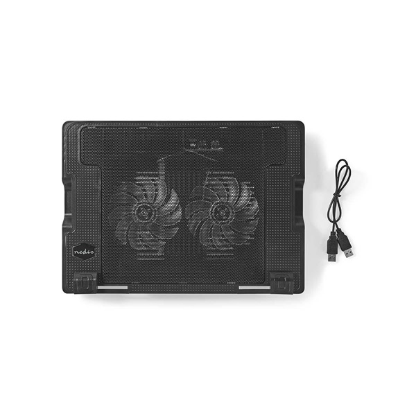 Nedis NBCR200BK notebook hűtő, 14 - 18", 2 X 140mm ventilátor, LED, 1200 rpm (NBCR200BK)