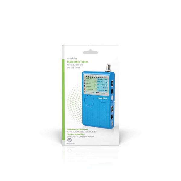 Nedis NWCTM100BU LAN kábel teszter RJ45, RJ11, BNC és USB AB (NWCTM100BU)