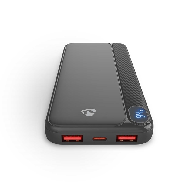 Nedis PBKPD20W125BK powerbank, hordozható külső akkumulátor, power bank 10 000mAh, 1,5 / 1,67 / 2,0 / 2,22 / 3,0 A (PBKPD20W125BK)