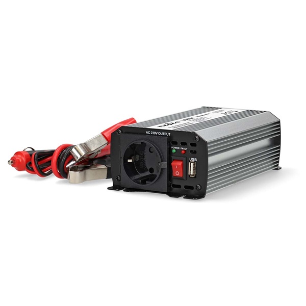 Nedis PIM30012FGY 12V DC - 230V AC inverter, 300W, csatlakozás: szivargyújtós, akku csipesz (PIM30012FGY)