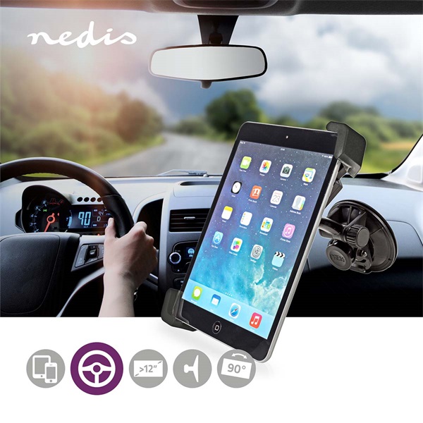 Nedis TCMT300BK autós tablet tartó konzol 12", szélvédőre vagy fejtámlára (TCMT300BK)