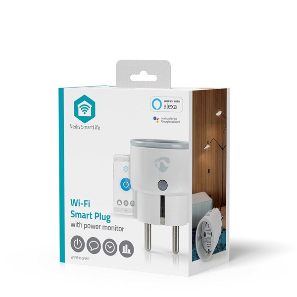 Nedis okos konnektor WIFIP110FWT, Wi-Fi | IP21 | Teljesítménymérő | 2500 W | Dugó földelt érintkezővel (WIFIP110FWT)
