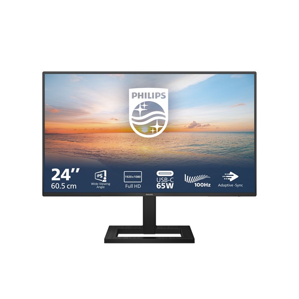 PHILIPS IPS monitor 23.8" 24E1N1300AE/00 1920x1080, 16:9, 250cd/m2, 4ms, HDMI/2xUSB/USB-C, hangszóró, 100Hz (24E1N1300AE/00)