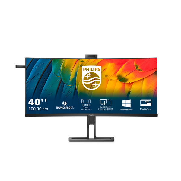 PHILIPS Ívelt monitor 40" 40B1U6903CH, 5120x2160, 21:9, 300 cd/m2, 4ms, HDMIx2/DP/Thunderbolt/USBx5/USB-C/LAN, hangszóró (40B1U6903CH/00)