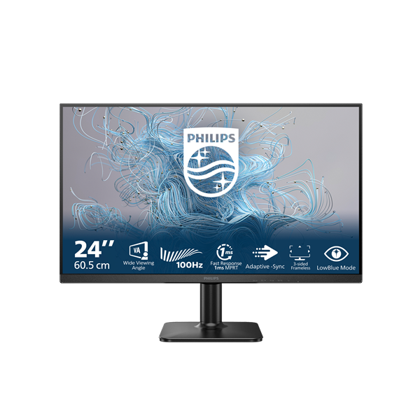 PHILIPS 100Hz monitor  24" 24E2N1100LB/00, 1920x1080, 16:9, 250 cd/m2, 1ms, VGA/HDMI (24E2N1100LB/00)