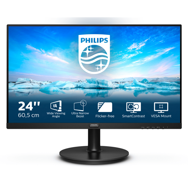 PHILIPS VA monitor 23.8" 241V8LA, 1920x1080, 16:9, 250cd/m2, 4ms, VGA/HDMI, hangszóró (241V8LA/00)