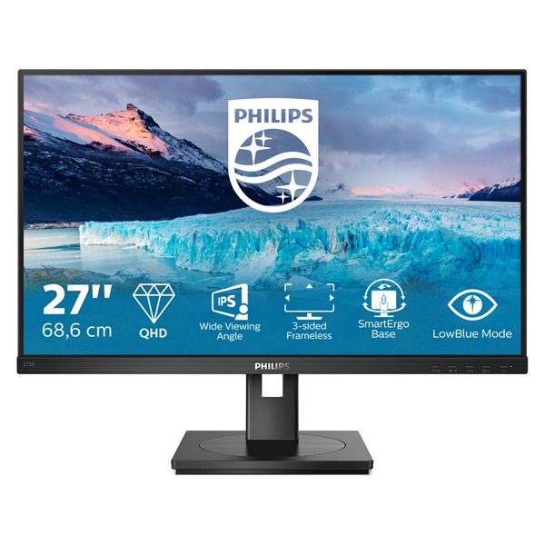 PHILIPS IPS monitor 27" 275S1AE, 2560x1440, 16:9, 300cd/m2, 4ms, HDMI/DisplayPort/DVI, Pivot, hangszóró (275S1AE/00)