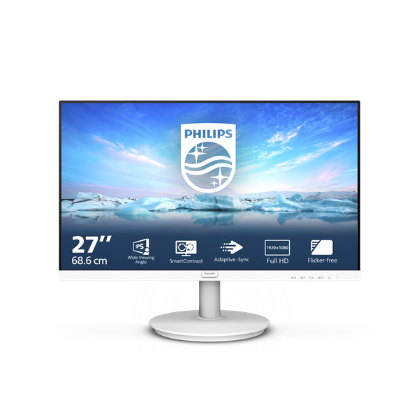 PHILIPS IPS monitor 27" 271V8AW, 1920x1080, 16:9, 250cd/m2, 4ms, HDMI/VGA, hangszóró, fehér (271V8AW/00)