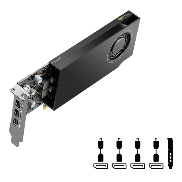 PNY Videokártya PCI-Ex16x nVIDIA Quadro RTX A400 4GB DDR6 (VCNRTXA400-SB)