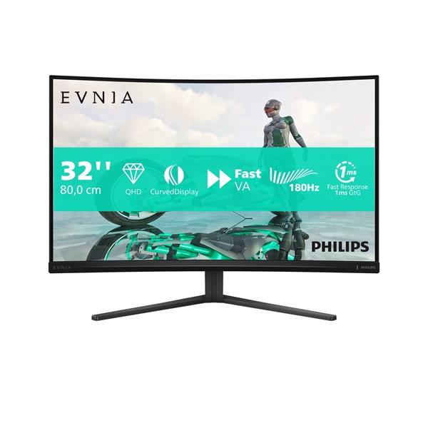 Philips EVNIA 180 Hz ívelt monitor 31,5", 32M2C3500L/00  2560x1440, 16:9, 1ms, 300 cd/m2, HDMIx2/DisplayPort (32M2C3500L/00)
