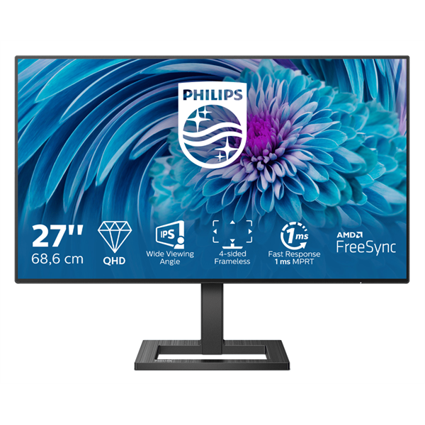PHILIPS IPS monitor 27" 275E2FAE, 2560x1440, 16:9, 350cd/m2, 1ms, DisplayPort/2xHDMI, hangszóró (275E2FAE/00)