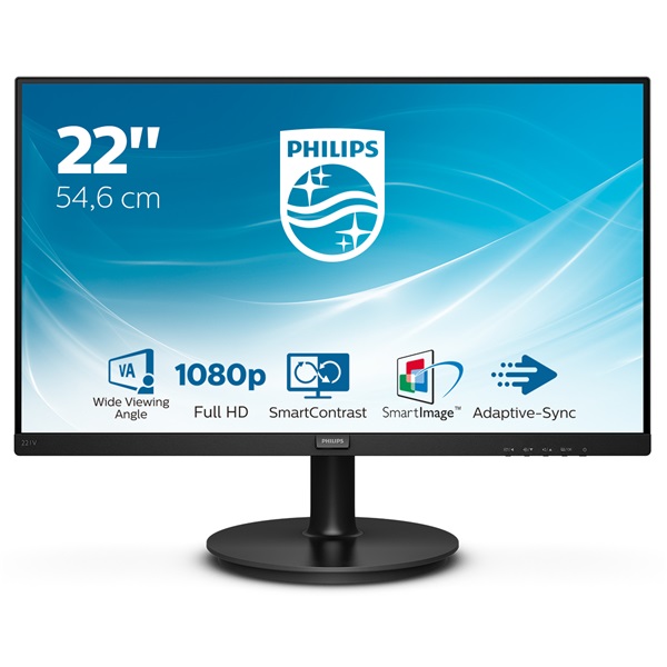 PHILIPS VA monitor 21.5" 221V8, 1920x1080, 16:9, 250cd/m2, 4 ms, VGA/HDMI (221V8/00)