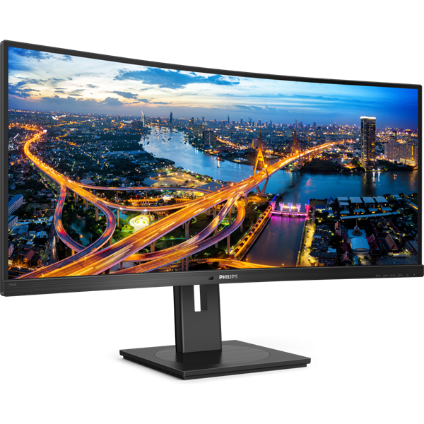 PHILIPS Ívelt VA monitor 34" 346B1C, 3440x1440, 21:9, 300cd/m2, 4ms, USB-C/USB-B/4xUSB/HDCP/LAN/DP/HDMI, hangsz. (346B1C/00)