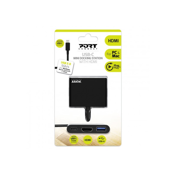 PORT DESIGNS dokkoló, USB-C MINI DOCKING STATION WITH HDMI (900140)