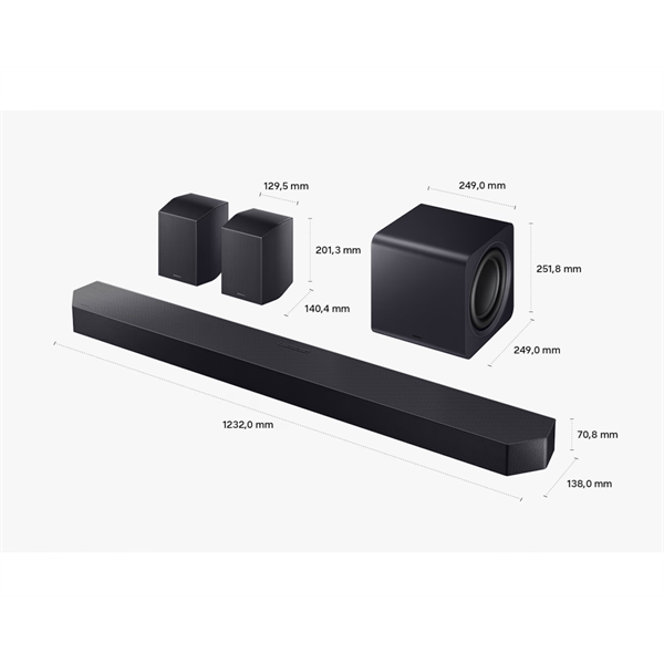 SAMSUNG HW-Q990H 11.1.4 csatornás hangprojektor mélynyomóval és hátsó hangszórókkal, Fekete (HW-Q990H/EN)