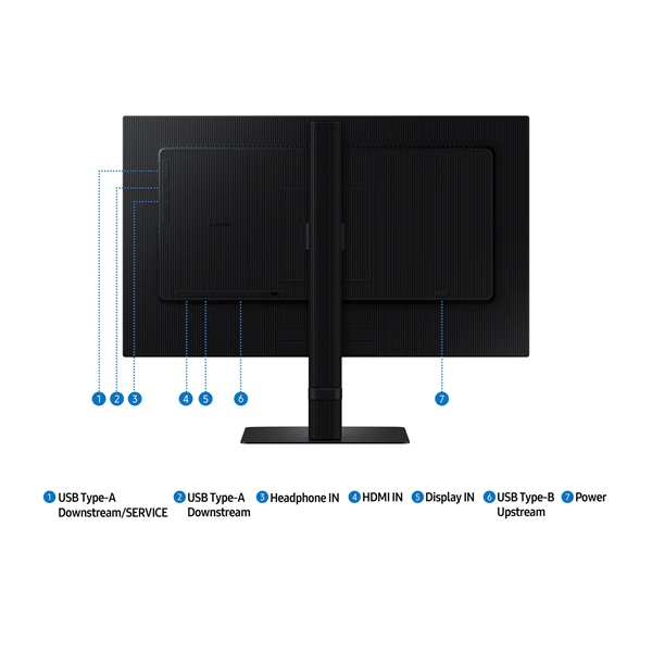 SAMSUNG IPS 100Hz monitor 32" S60D, 2560x1440, 16:9, 350cd/m2, 5ms, HDMI/DisplayPort/3xUSB, Pivot (LS32D600EAUXEN)