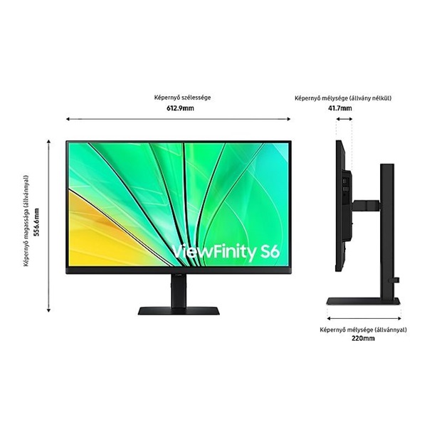 SAMSUNG IPS 100Hz monitor B2B 27" S60D, 2560x1440, 16:9, 350cd/m2, 5ms, HDMI/DisplayPort/3xUSB, Pivot (LS27D600EAUXEN)