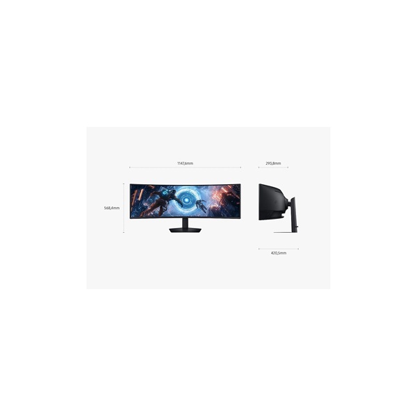 SAMSUNG Ívelt Gaming 144Hz VA monitor 49" G9 G91F, 5120x1440 DQHD, 32:9, 350cd/m2, 1ms, HDMI,DP/USB (LS49FG910EUXEN)
