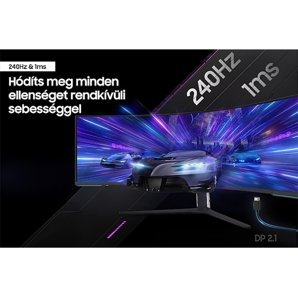 SAMSUNG Ívelt Gaming 240Hz VA monitor 57" G95NC, 7680x2160, 32:9, 420cd/m2, 1ms, 3xHDMI/DP/2xUSB (LS57CG952NUXEN)