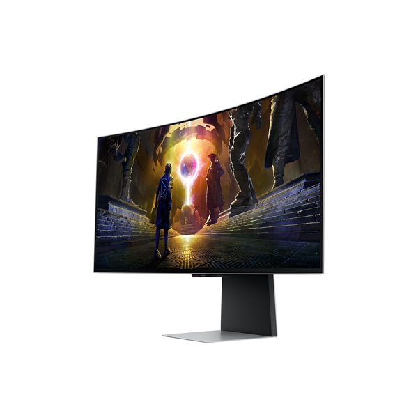 SAMSUNG Ívelt Gaming OLED monitor 34" G85SD, 3440x1440, 21:9, 250cd/m2, 0.03ms, DP/HDMI/WiFi/BT, hangszóró, távirányító (LS34DG850SUXDU)