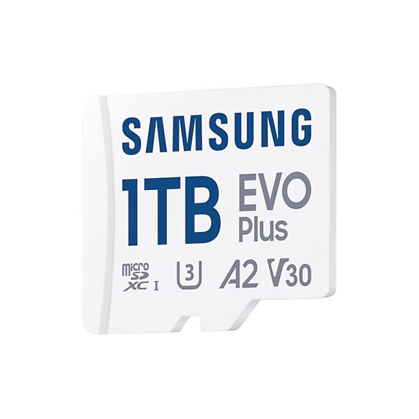 SAMSUNG Memóriakártya, EVO Plus microSDXC kártya, 1TB, UHS-1, U3, V30, A2, + SD Adapter, R160/W (MB-MC1T0SA/EU)