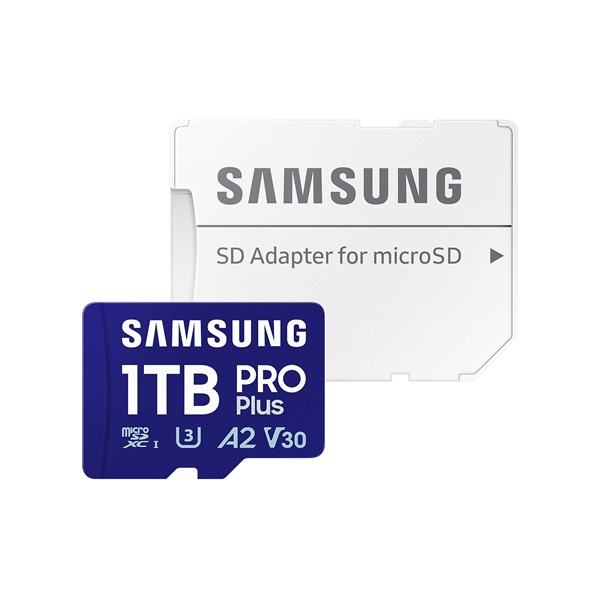 SAMSUNG Memóriakártya, PRO Plus microSDXC kártya 1TB, CLASS 10, UHS-I, U3, V30, A2, + Adapter, R180/W130 (MB-MD1T0SA/EU)