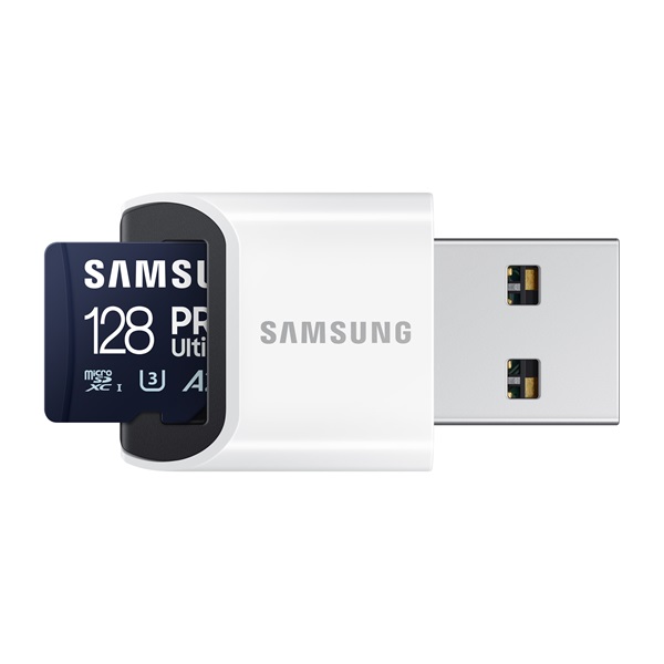 SAMSUNG Memóriakártya, PRO Ultimate microSD with Reader 128GB, Class 10, V30, A2, Grade 3 (U3), R200/W130, +Adapter (MB-MY128SB/WW)