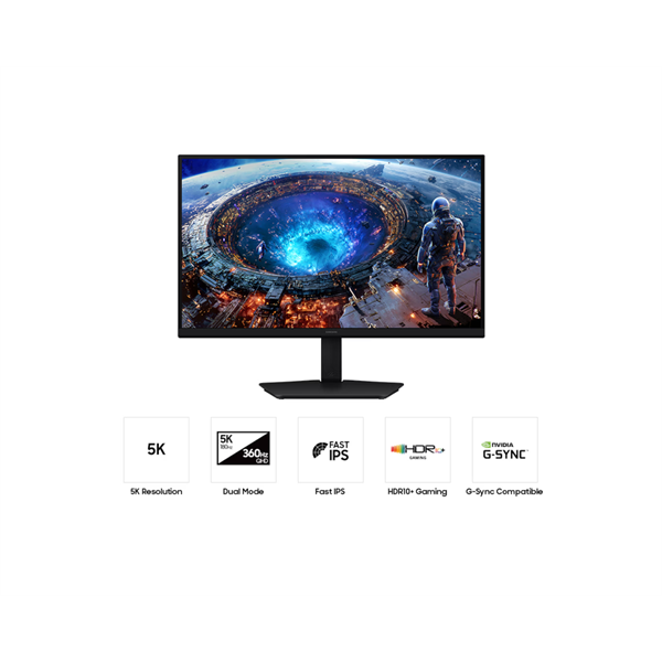 SAMSUNG Odyssey G8 G80HF 5K 360Hz Gaming IPS monitor 27", 5120x2880, 16:9, 350cd/m2, 1ms, 1DP/2xHDMI/2xUSB-A/USB-B (LS27HG806EFXEN)