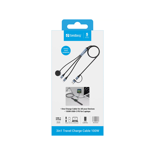 SANDBERG 3in1 Travel Charge Cable 100W (441-69)