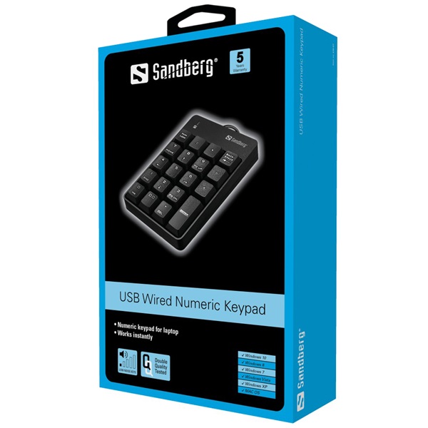 SANDBERG Billentyűzet, USB Wired Numeric Keypad (630-07)