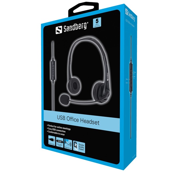 SANDBERG Headset mikrofonnal, USB Office Headset (126-12)