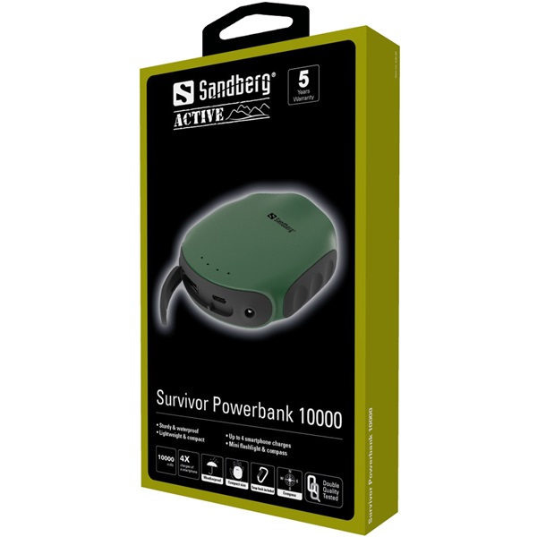 SANDBERG Hordozható akkumulátor, Survivor Powerbank 10000 (420-60)